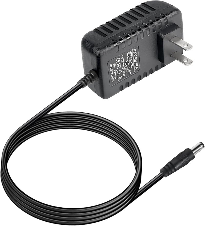 MADOWL DC Power Supply Adapter, 12V 2A, Black, 5.5 x 2.1mm Center Positive Connector, for Guitar Pedals, Piano Keyboards, Electronic Musical Instruments - Image 1